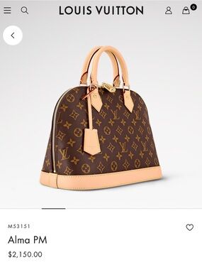 Louis Vuitton Alma PM Monogram Canvas with Vachetta Trim